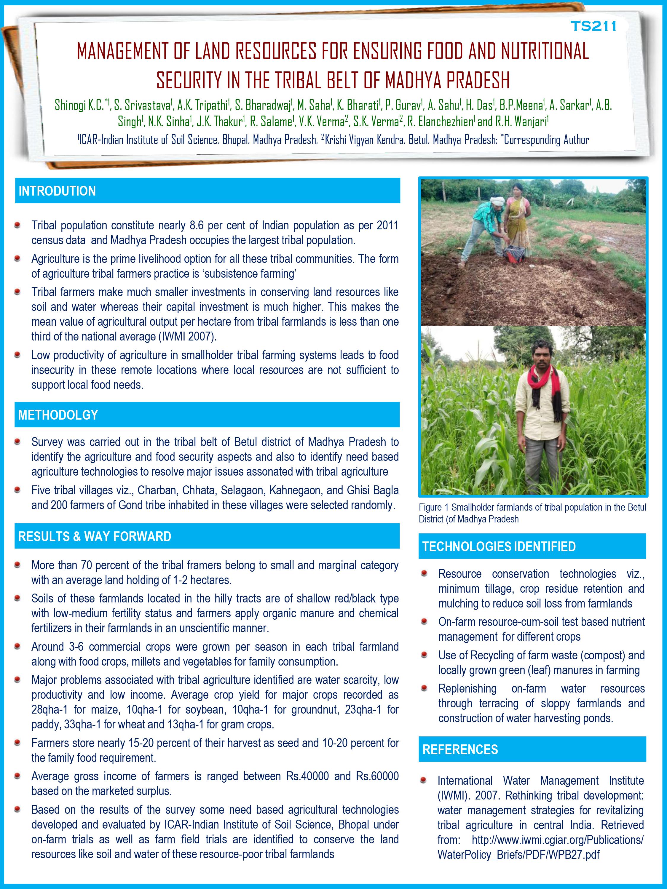 Management of Land Resources for Ensuring Food and Nutritional Security in the Tribal Belt of Madhya Pradesh